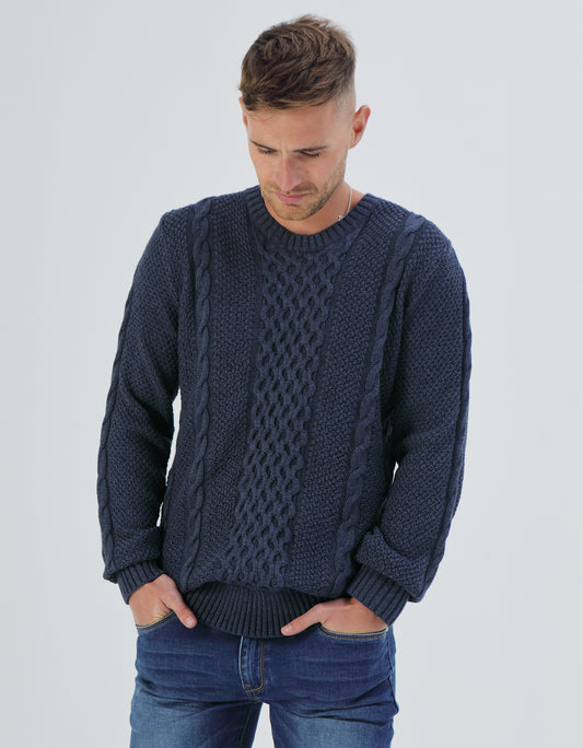 Leonard Cable Knit Navy